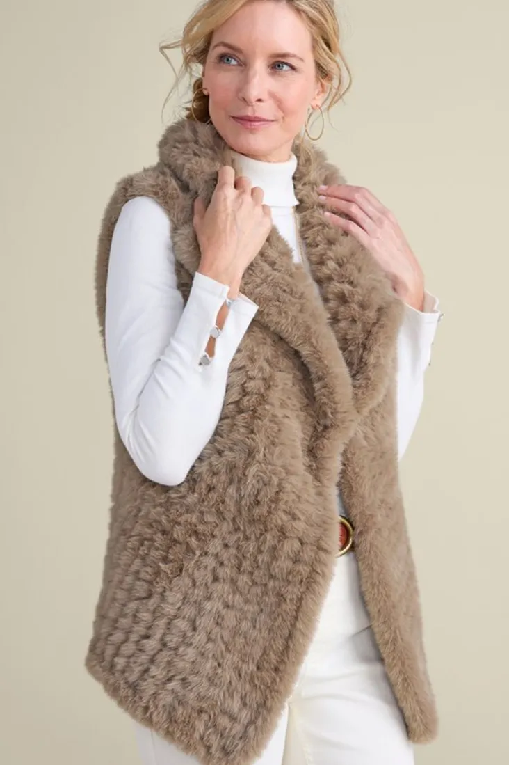 Online Soft Surroundings Faux Fur Draped Vest Taupe