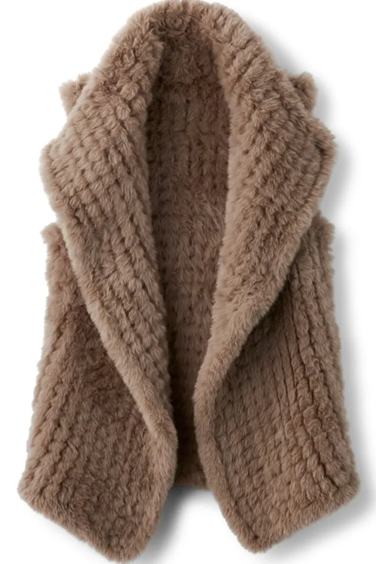 Online Soft Surroundings Faux Fur Draped Vest Taupe