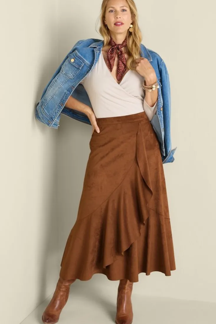 Cheap Soft Surroundings Faux Suede Skirt Saddle