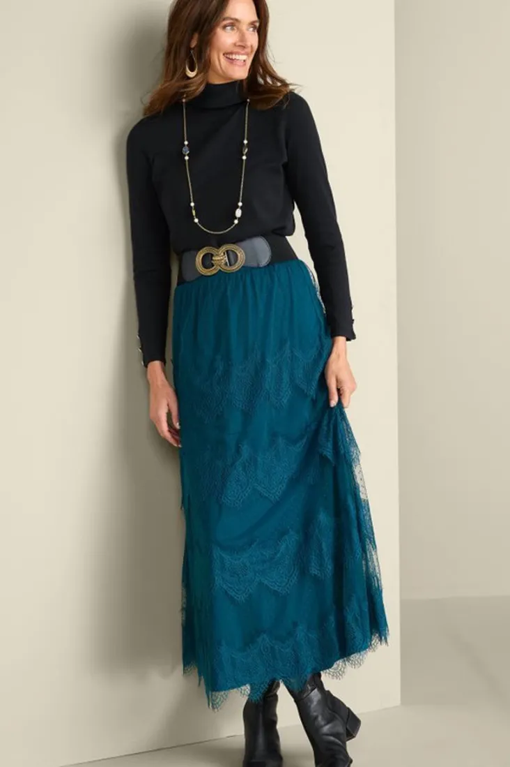 Clearance Soft Surroundings Frederica Lace Maxi Skirt SailorBlue