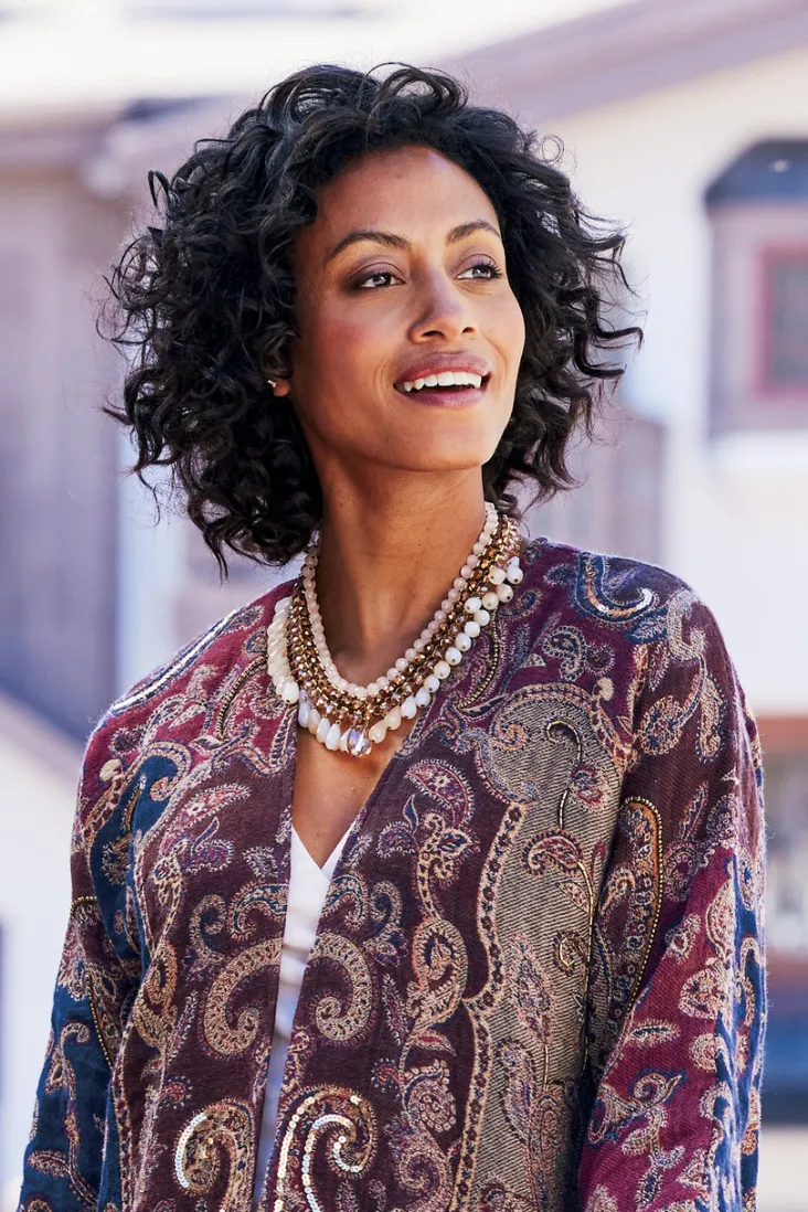 Outlet Soft Surroundings Hazel Bead Drops Necklace BrownMulti