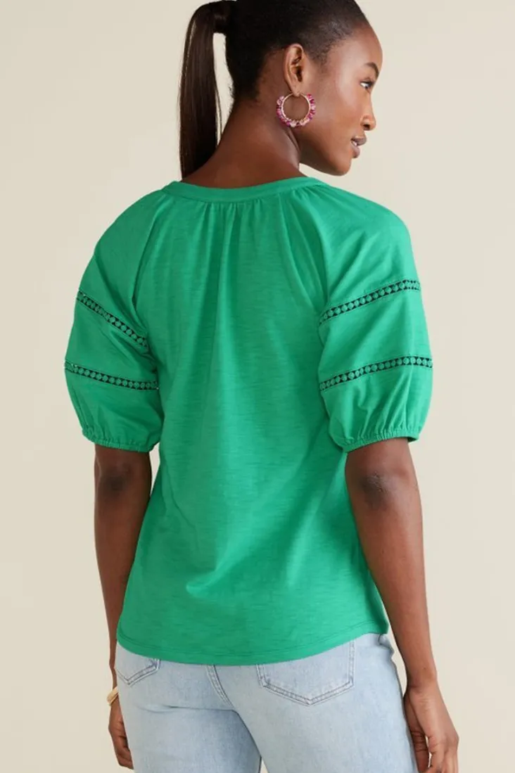 heidi_supima_puff_sleeve_tee_3.webp Discount Soft Surroundings Heidi Supima Puff Sleeve Tee HollyGreen