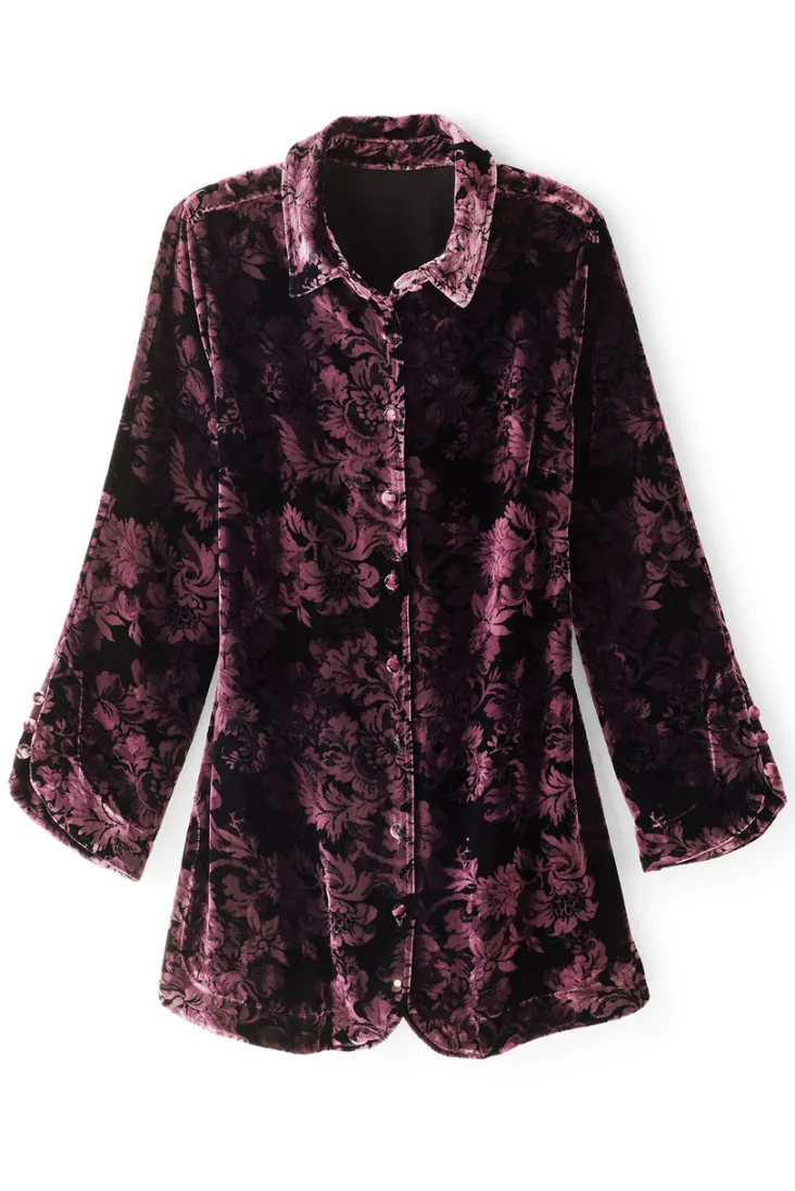 Clearance Soft Surroundings Icon Silk Velvet Poets Tunic Shirt