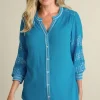 Sale Soft Surroundings Imane Gauze Tunic BlueDanube