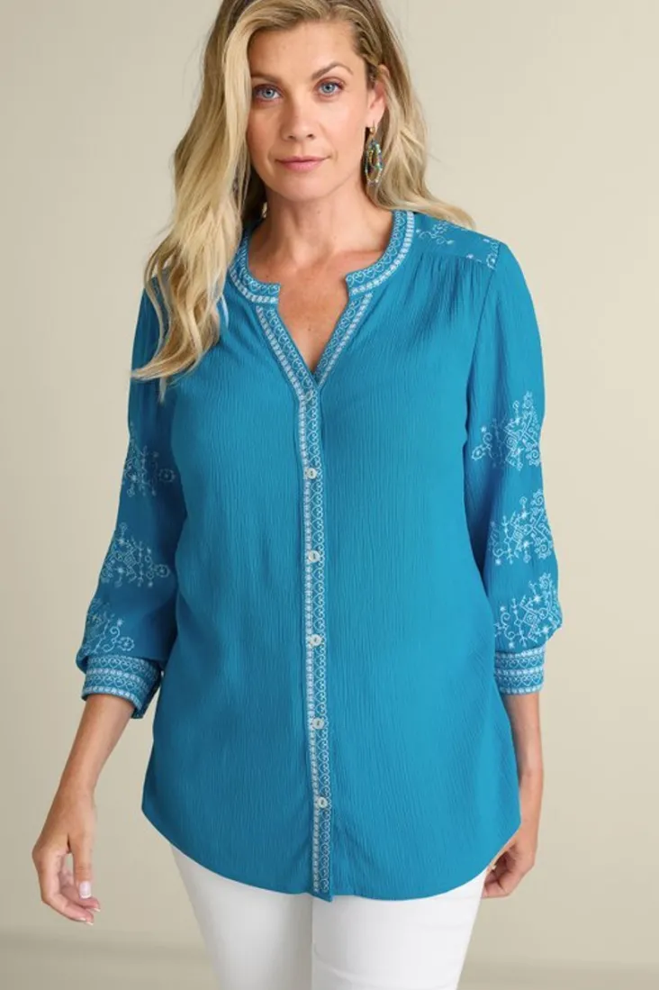 imane_gauze_tunic_0.webp Sale Soft Surroundings Imane Gauze Tunic BlueDanube