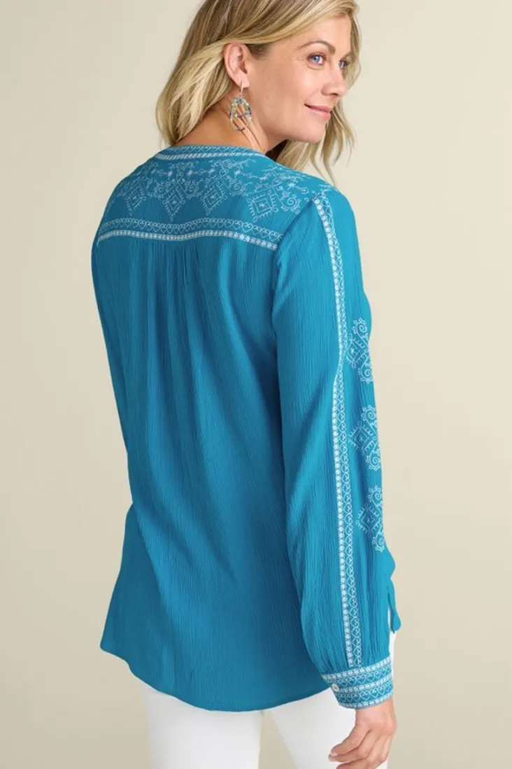 imane_gauze_tunic_3.webp Sale Soft Surroundings Imane Gauze Tunic BlueDanube