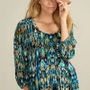 Online Soft Surroundings Imrie 3/4 Sleeve Tunic MenaraIkatBlue