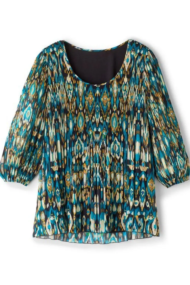 Online Soft Surroundings Imrie 3/4 Sleeve Tunic MenaraIkatBlue