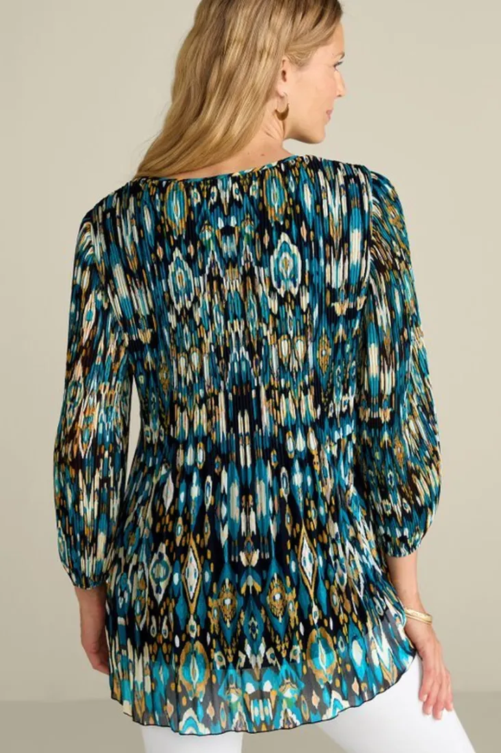 imrie__sleeve_tunic_3.webp Online Soft Surroundings Imrie 3/4 Sleeve Tunic MenaraIkatBlue
