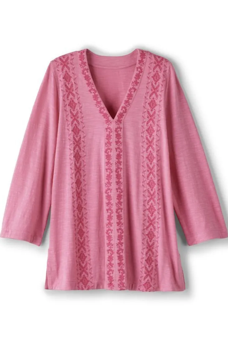 Shop Soft Surroundings Ingrid Embroidered Tunic AzaleaPink