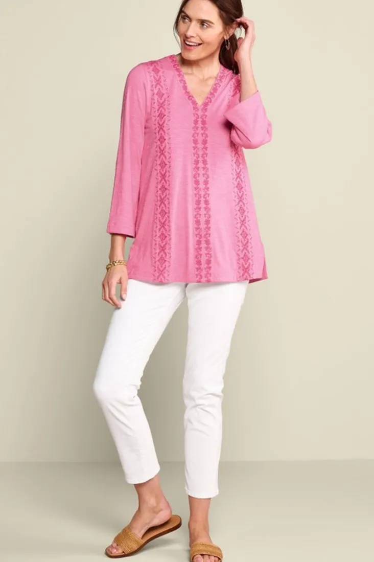ingrid_embroidered_tunic_2.webp Shop Soft Surroundings Ingrid Embroidered Tunic AzaleaPink