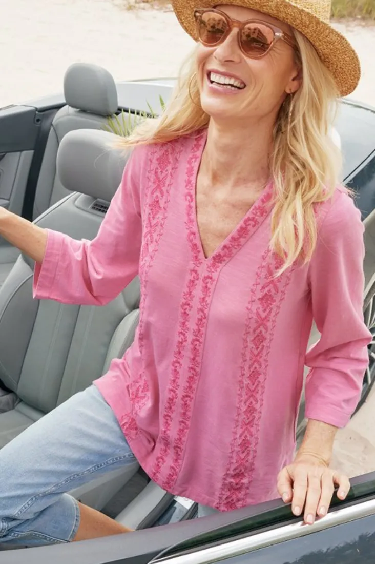 ingrid_embroidered_tunic_4.webp Shop Soft Surroundings Ingrid Embroidered Tunic AzaleaPink