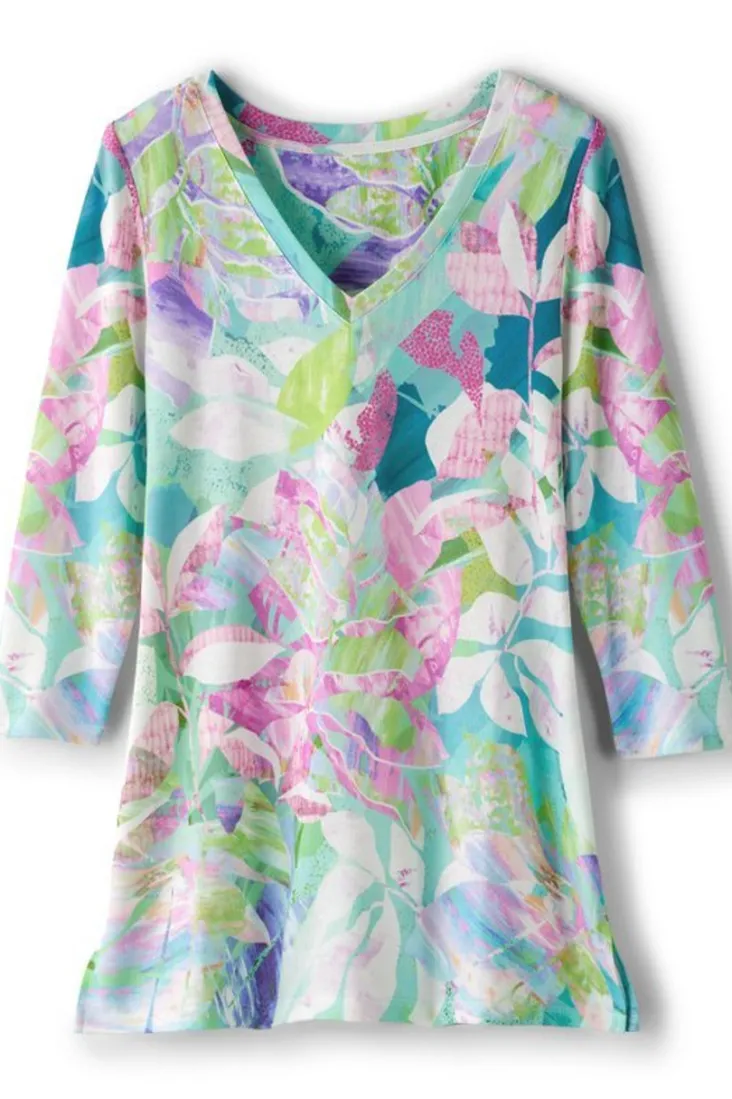iris__sleeve_tunic_1.webp Hot Soft Surroundings Iris 3/4 Sleeve Tunic TropicalMulti