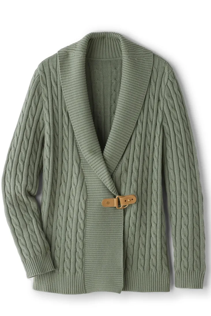Cheap Soft Surroundings Ivey Cable Knit Cardigan AgaveGreen