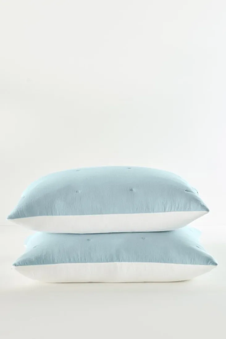 Discount Soft Surroundings Ivy May Reversible Gauze Sham Indigo/White