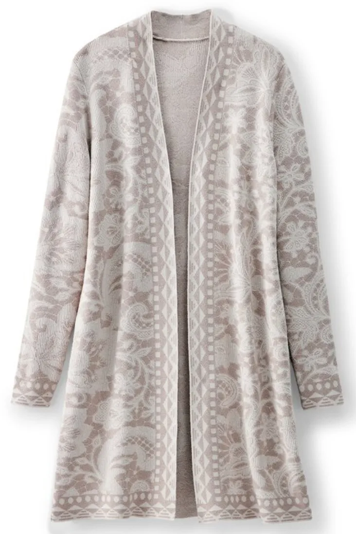 ivy_shimmer_long_cardigan_1.webp Shop Soft Surroundings Ivy Shimmer Long Cardigan NeutralFloral