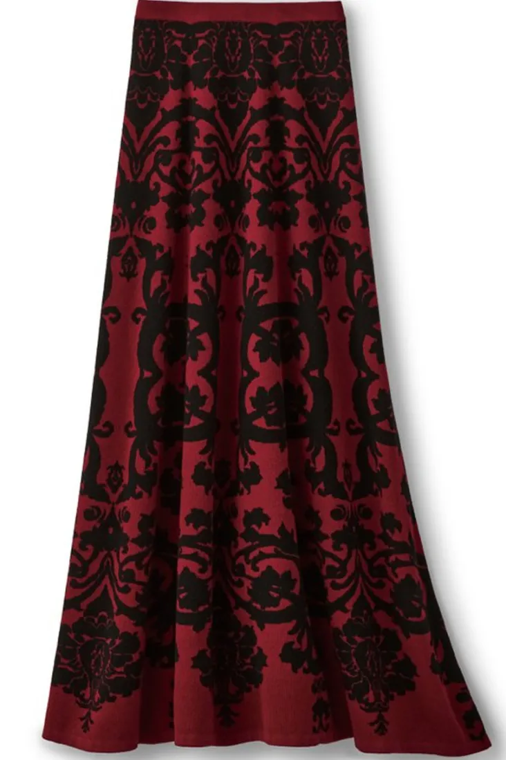 jacobean_sweater_skirt_1.webp New Soft Surroundings Jacobean Sweater Skirt RedBaroque