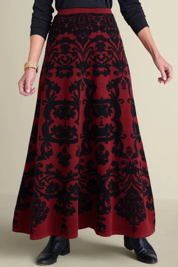 jacobean_sweater_skirt_2.webp New Soft Surroundings Jacobean Sweater Skirt RedBaroque