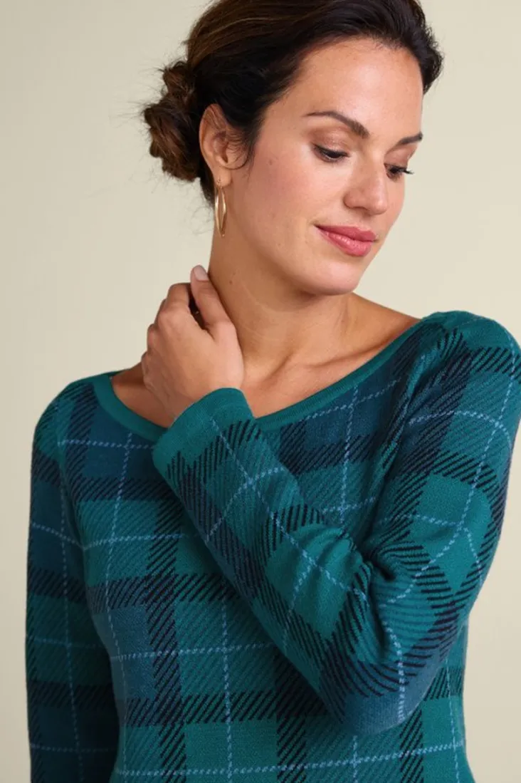 janece_plaid_sweater_tunic_5.webp Clearance Soft Surroundings Janece Plaid Sweater Tunic FestivePlaidGreen