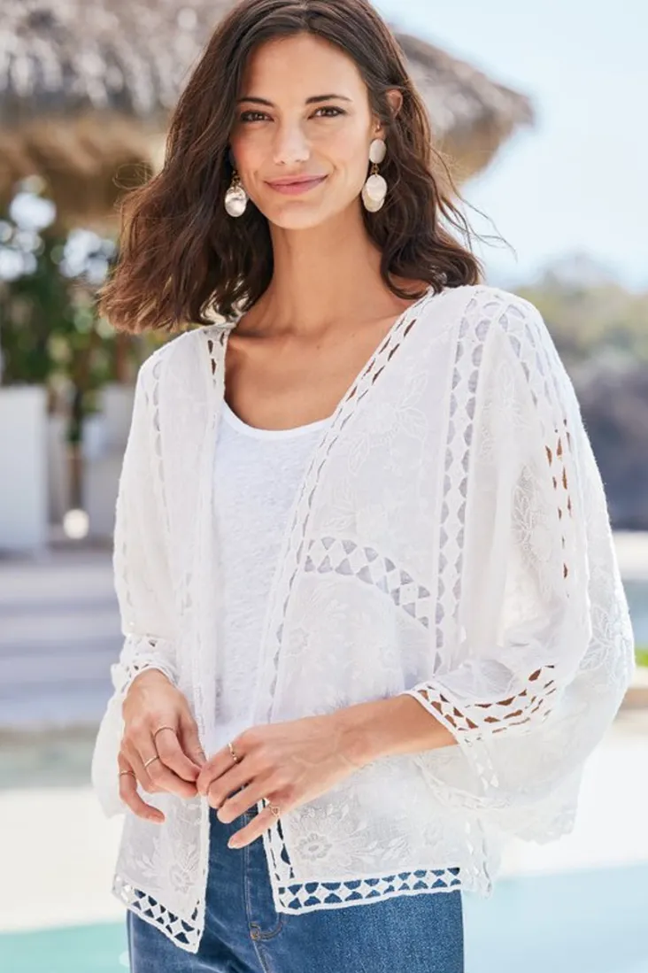 Fashion Soft Surroundings Jasmine Lace Wrap Alabaster