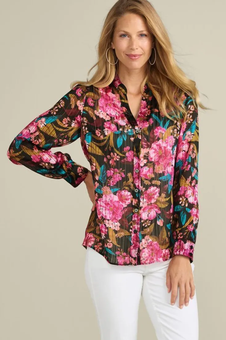Fashion Soft Surroundings Josie Shimmer Shirt SolsticeFloral