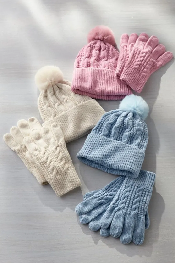 Clearance Soft Surroundings Jules Chenille Hat & Gloves Set