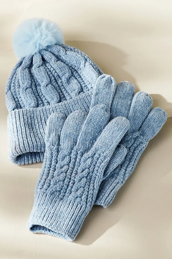 Clearance Soft Surroundings Jules Chenille Hat & Gloves Set