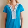 Hot Soft Surroundings Kaitlyn Embellished Knit Tee SwedishBlue
