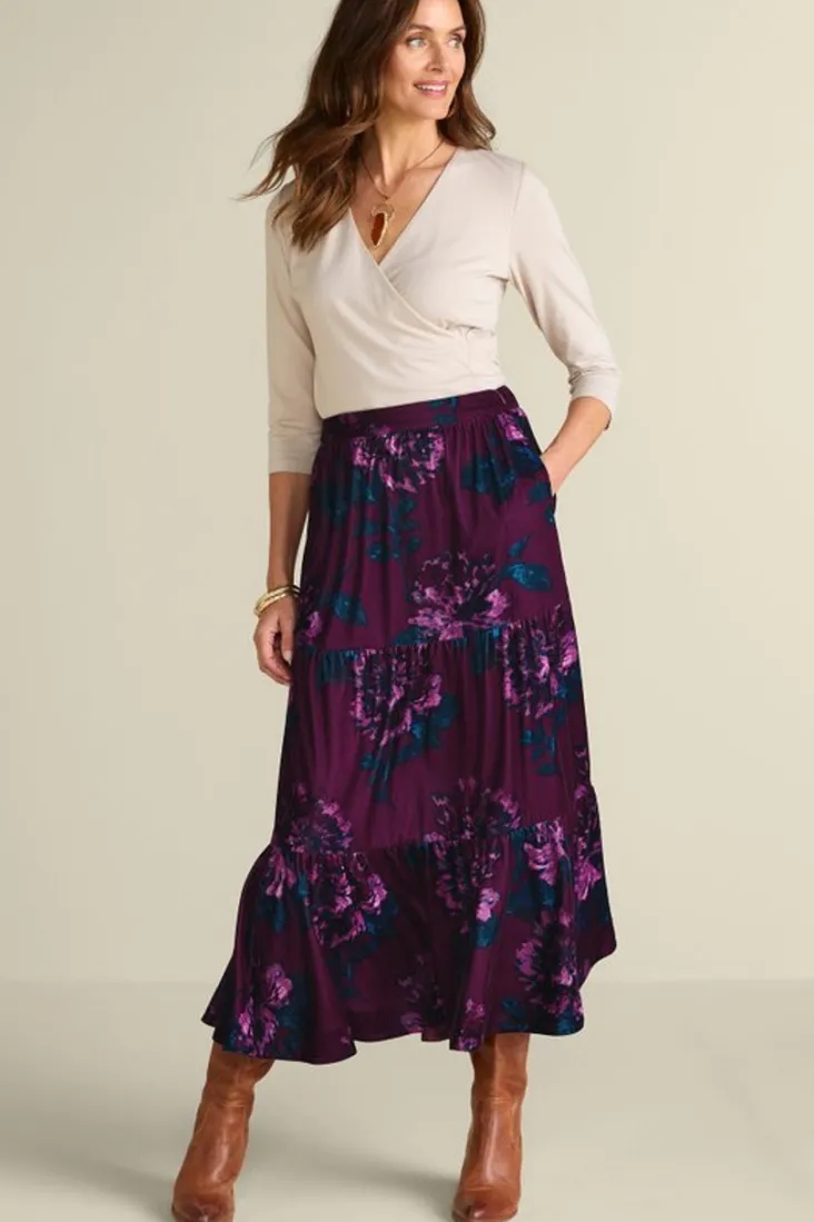 Sale Soft Surroundings Kara Velvet Skirt BordeauxBloom
