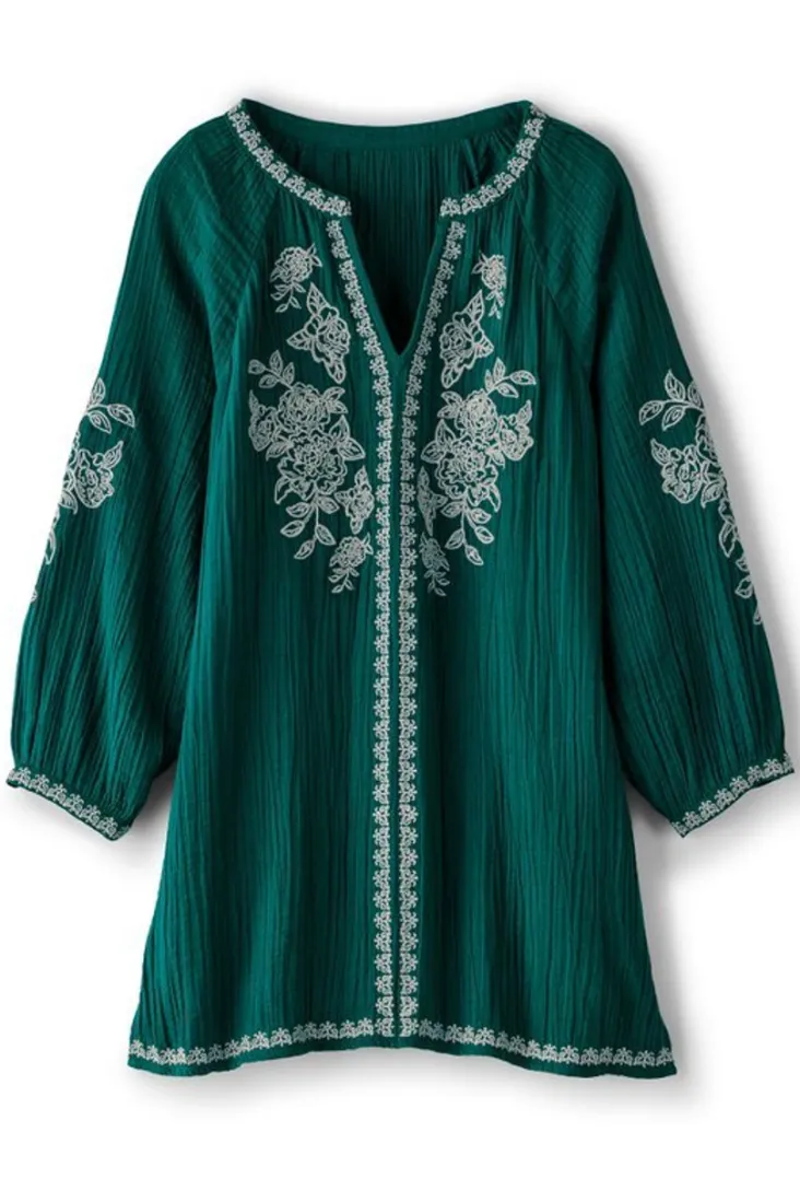 katie_gauze_tunic_1.webp New Soft Surroundings Katie Gauze Tunic TealGreen
