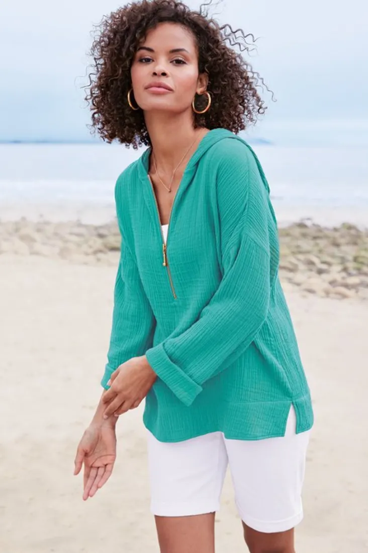Hot Soft Surroundings Kemia Gauze Hoodie