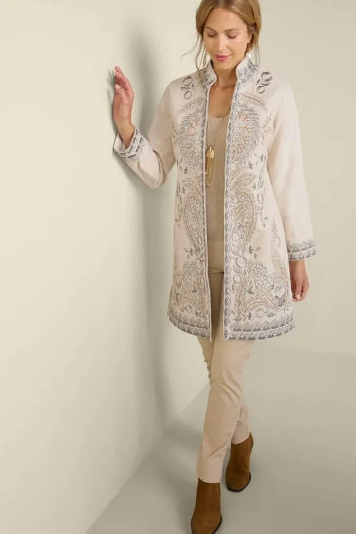 Online Soft Surroundings Kerala Embellished Natural Jacket NaturalSeed