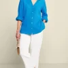 Flash Sale Soft Surroundings Khulani Straight Leg Gauze Crop Pants Navy