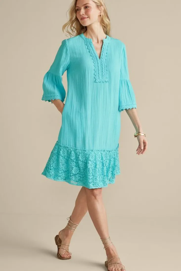 Store Soft Surroundings Kiona Gauze Short Dress HawaiianAqua