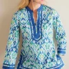 New Soft Surroundings Kirti Ikat Tunic Green/TealIkat