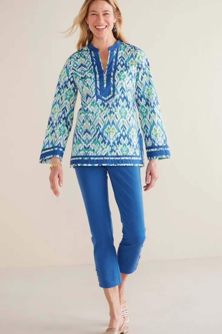 kirti_ikat_tunic_2.webp New Soft Surroundings Kirti Ikat Tunic Green/TealIkat