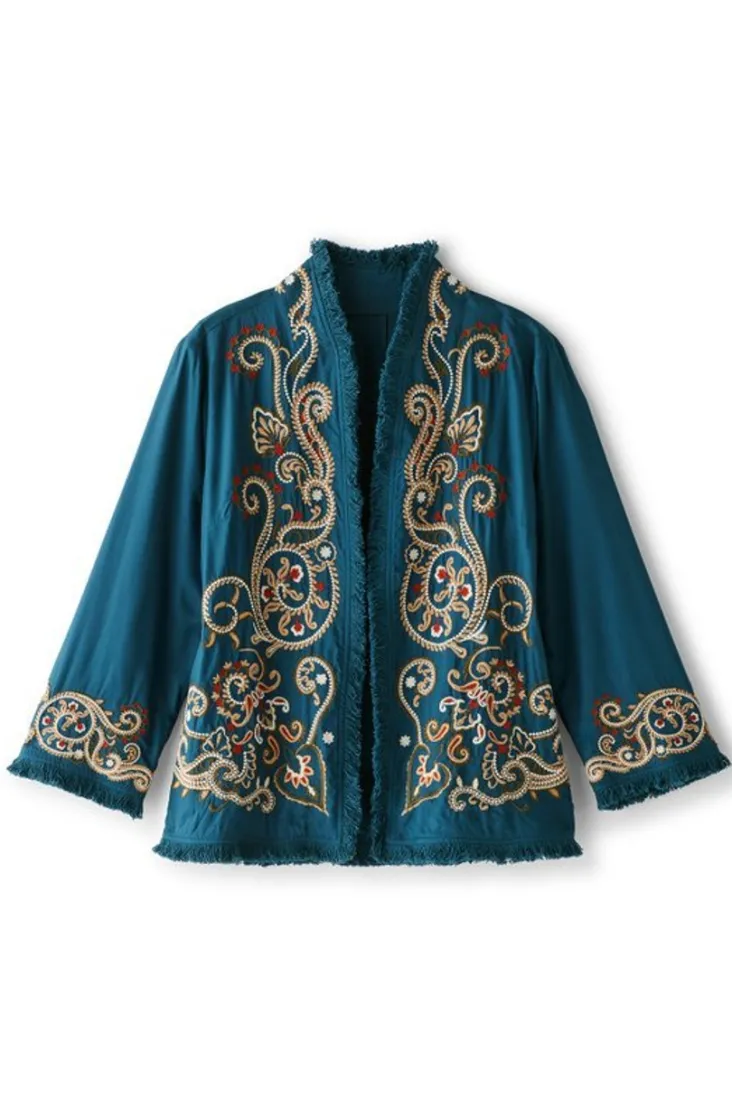 Store Soft Surroundings Kiruna Embroidered Jacket Teal