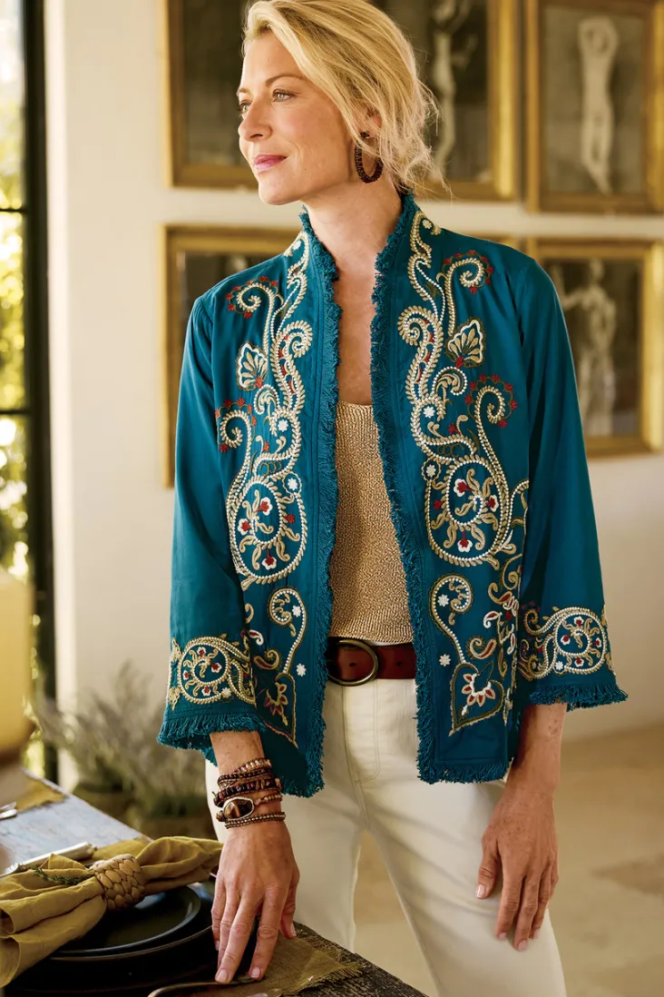 kiruna_embroidered_jacket_4.webp Store Soft Surroundings Kiruna Embroidered Jacket Teal