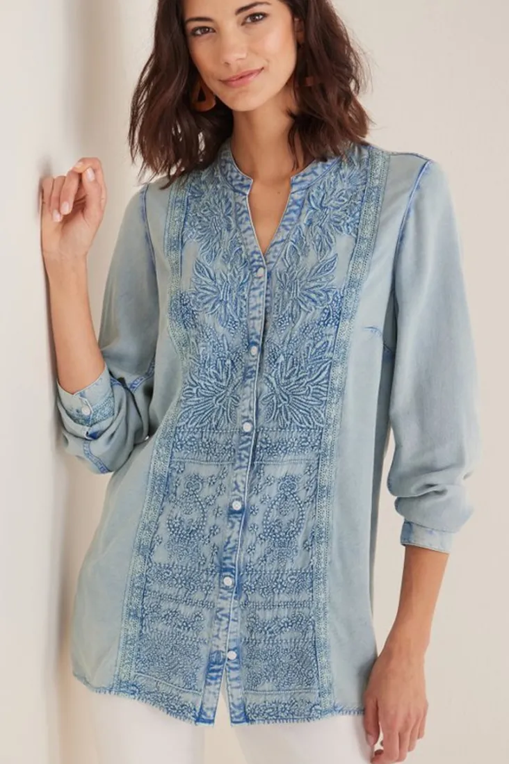 Cheap Soft Surroundings Las Olas Shirt LightBlue