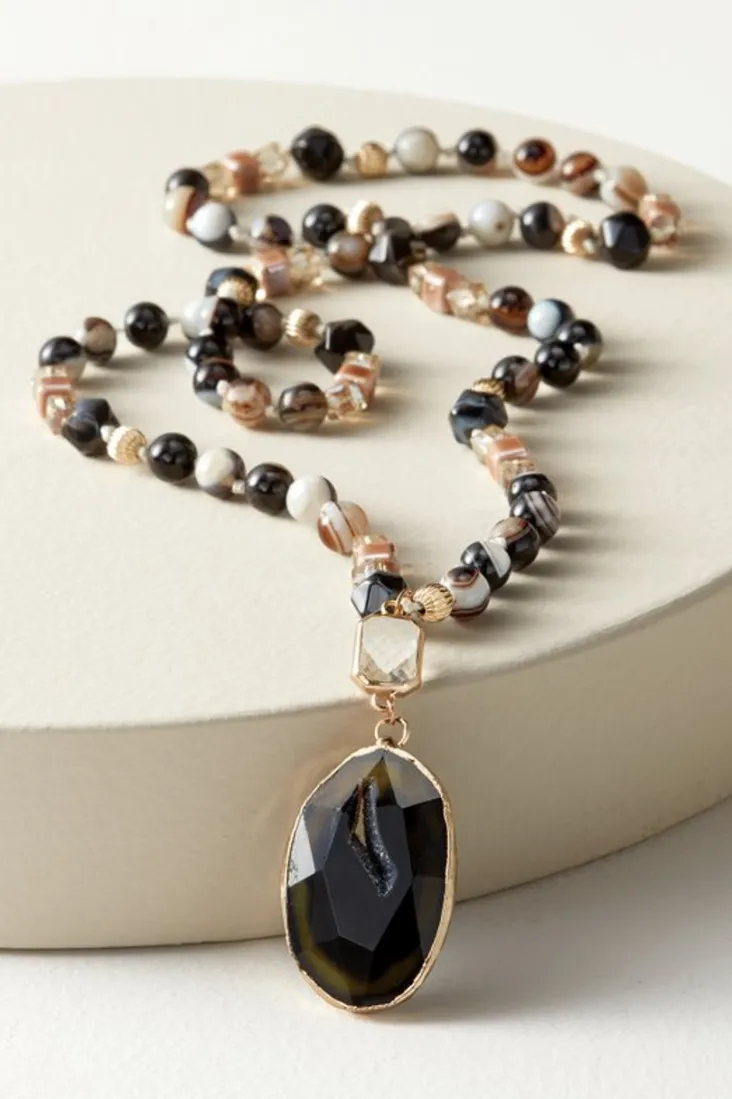 Cheap Soft Surroundings Layla Pendant Necklace BlackMulti