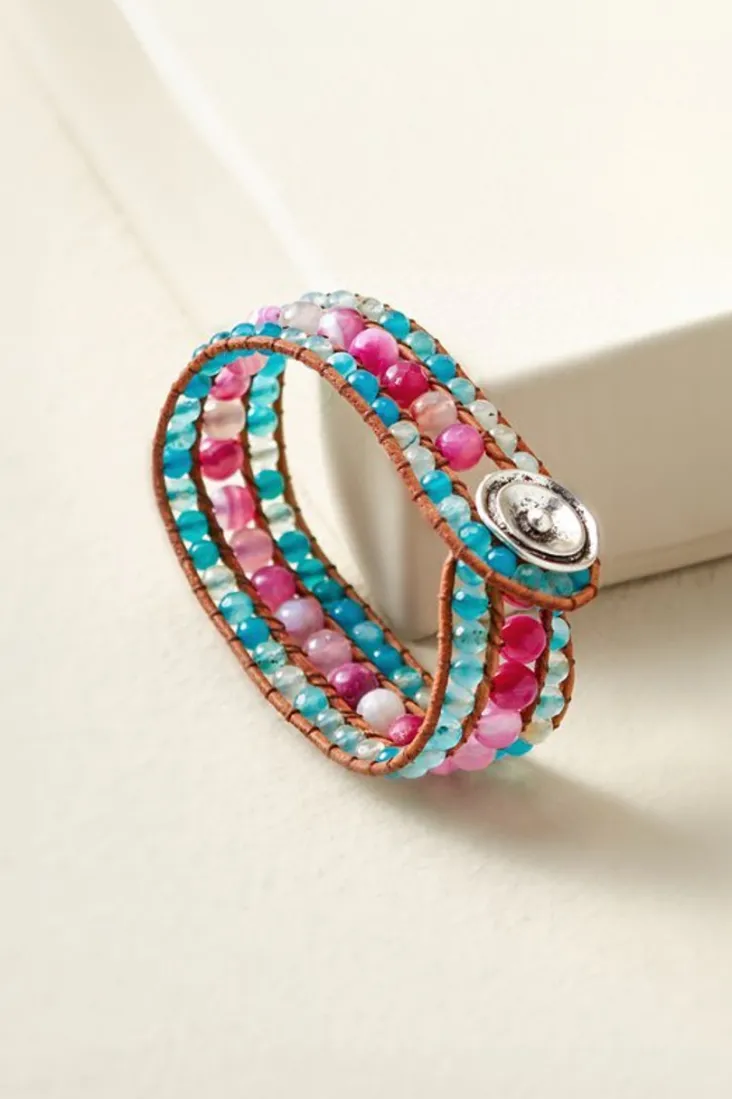 leela_beaded_bracelet_1.webp New Soft Surroundings Leela Beaded Bracelet Pink/Blue