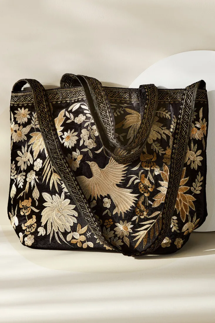 Cheap Soft Surroundings Lenora Embroidered Tote Black