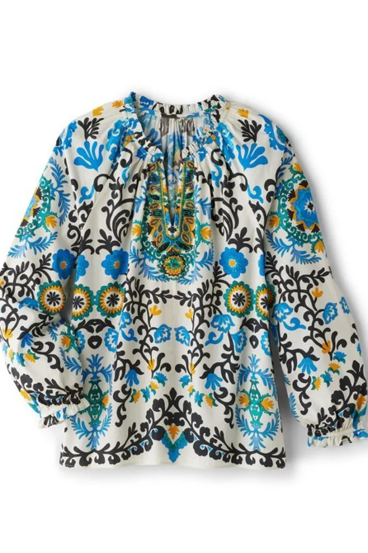 Best Sale Soft Surroundings Leona Long Sleeve Top TibetanScarf