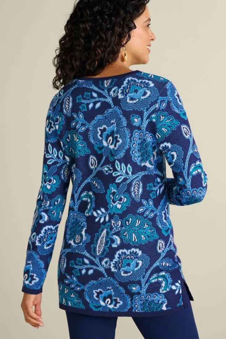 leonor_jacquard_tunic_sweater_3.webp Best Soft Surroundings Leonor Jacquard Tunic Sweater FallGardenBlue