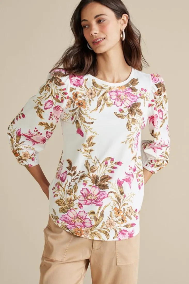 Best Soft Surroundings Lesley Printed Top PainterlyPeonyFlowers