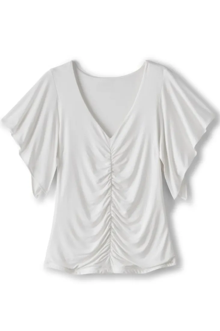 Flash Sale Soft Surroundings Leya Ruched Top SwedishBlue