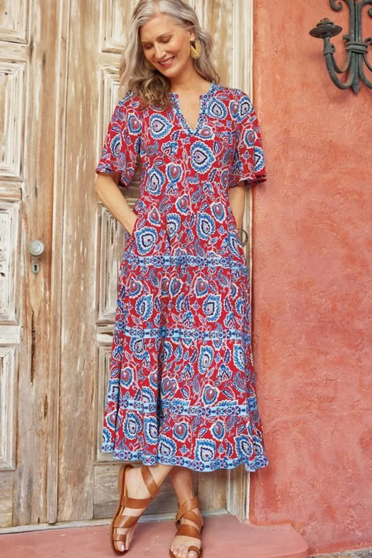 lilith_midi_dress_5.webp Best Sale Soft Surroundings Lilith Midi Dress CyntheraFloral/Border