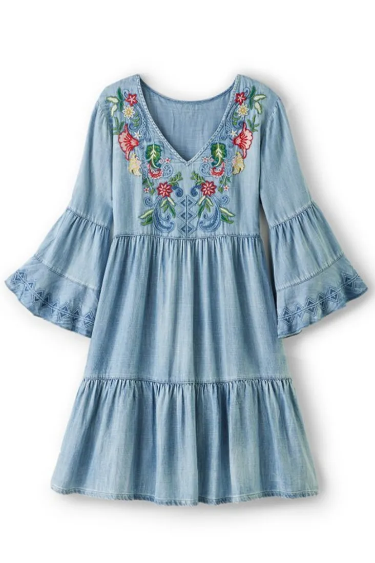 Clearance Soft Surroundings Lina Short Dress LightChambray