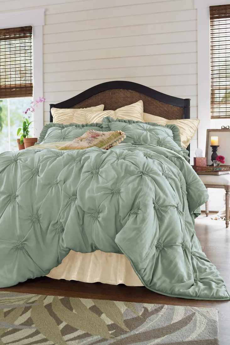 Online Soft Surroundings Lombardi Smocked Bed Sham I SeaMoss