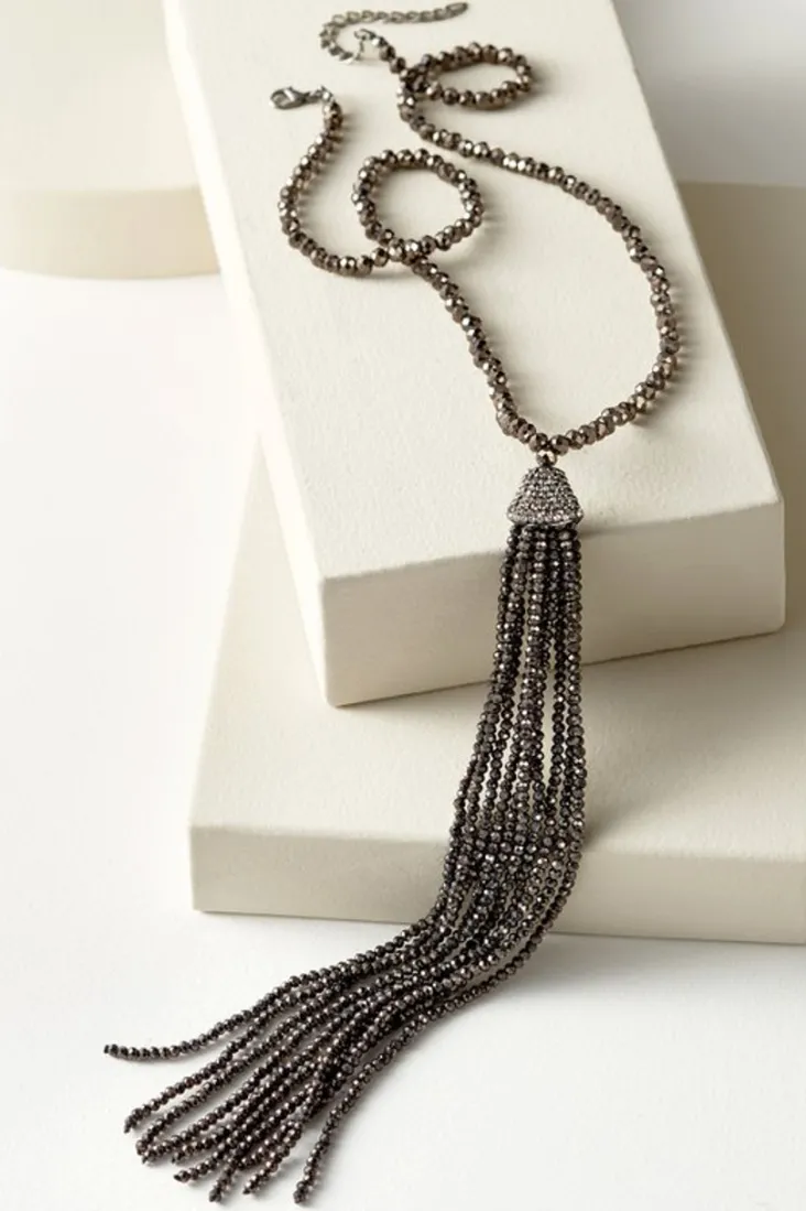 Online Soft Surroundings Luciana Tassel Necklace Hematite